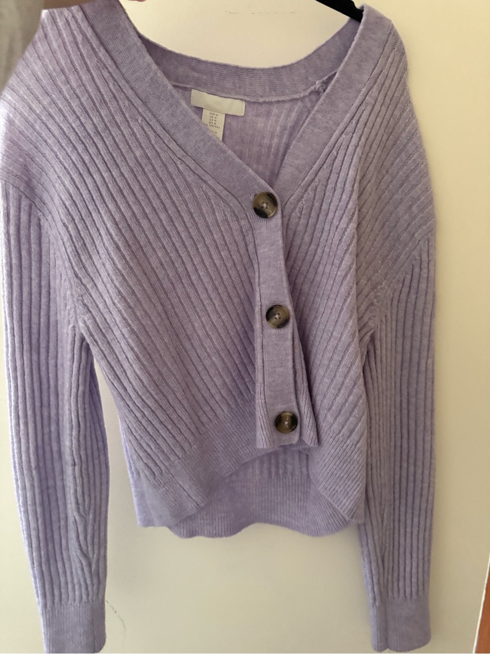 H&M Lavender Ribbed V-Neck Button Cardigan